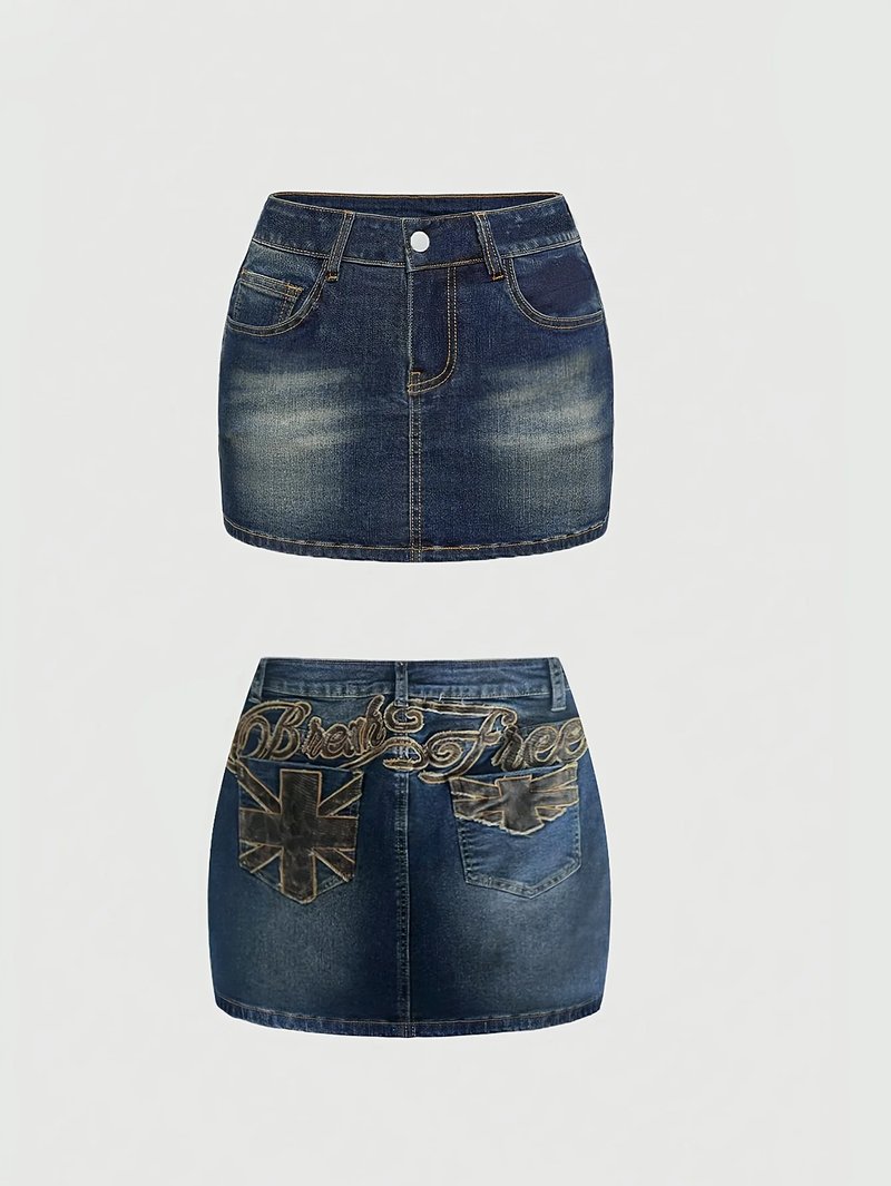 Trendy High Waist Denim Mini Skirt
