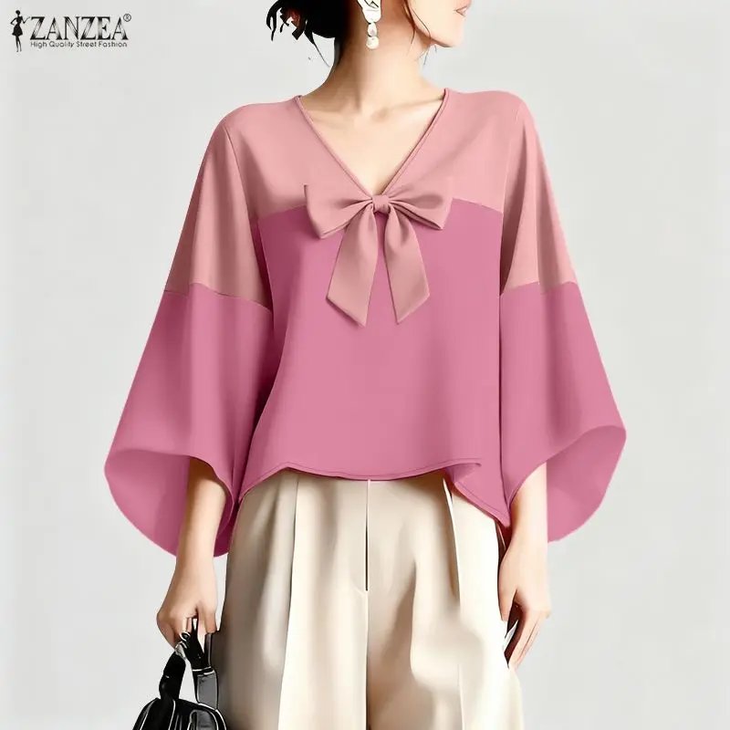 Elegant V-Neck Bow Blouse