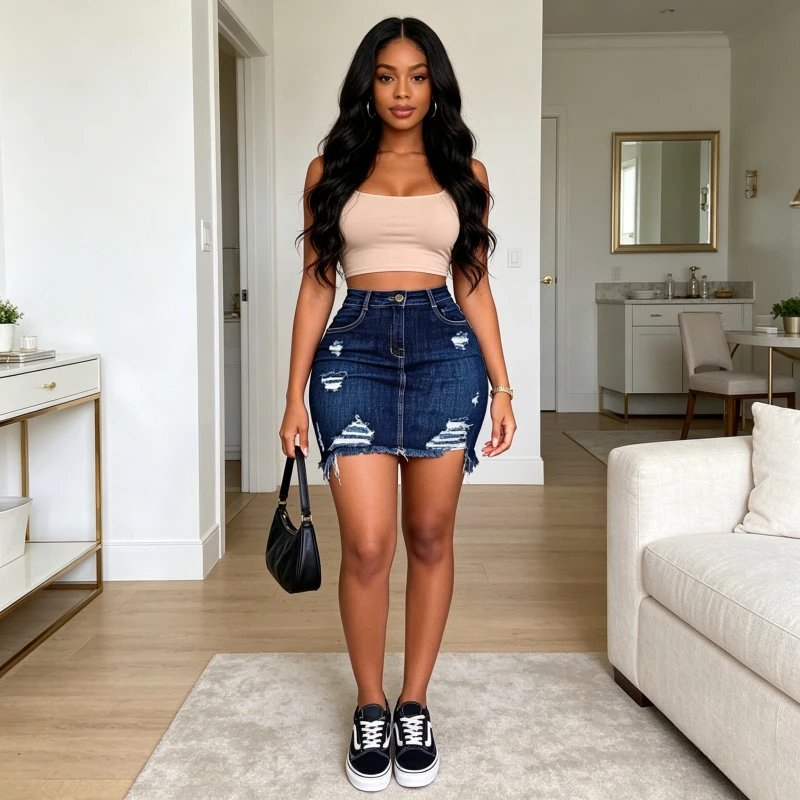 Vintage High-Waist Denim Mini Skirt
