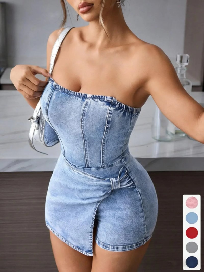 Chic Women's Denim Tube Dress