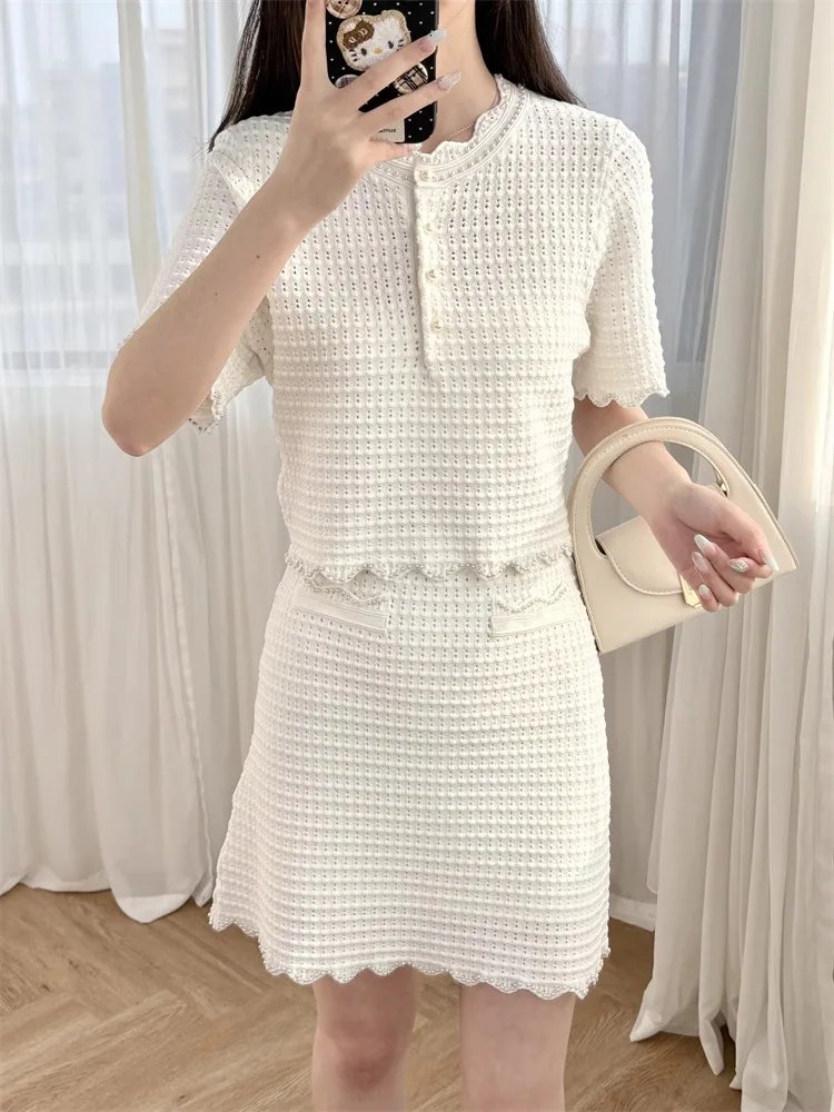 Chic Pearl Collar Knit Set