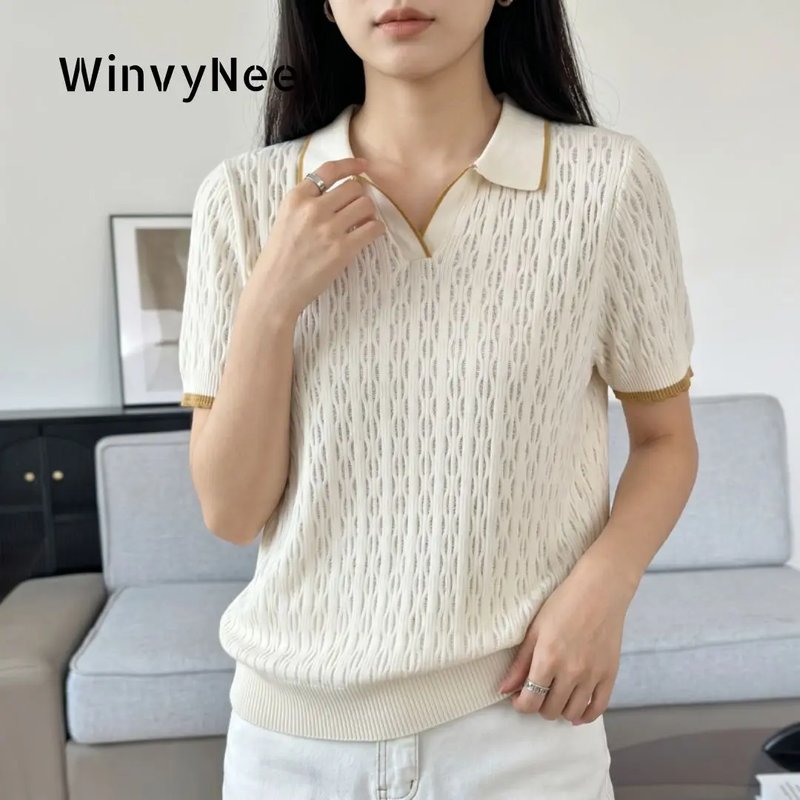 Casual Cotton V-Neck Polo Sweater