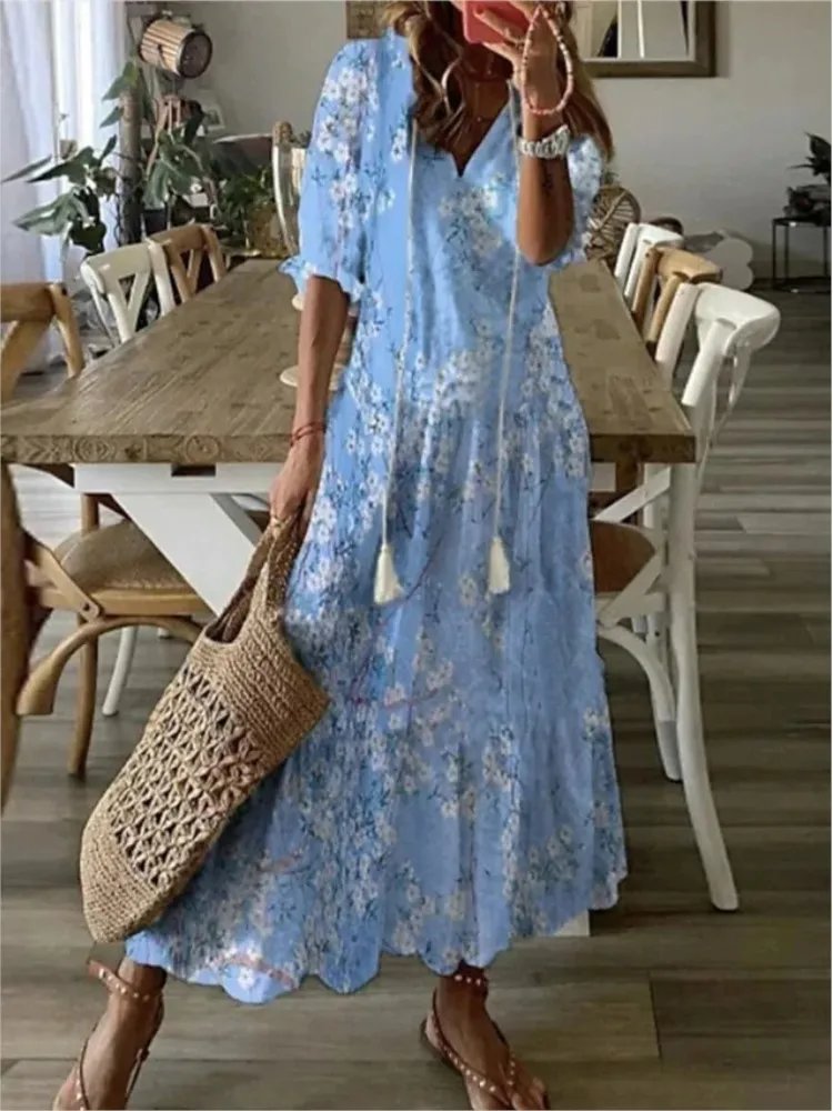 Chic Bohemian V-Neck Dress
