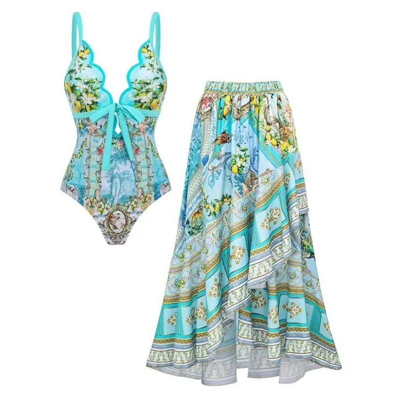 Lemon Print Swimsuit Set