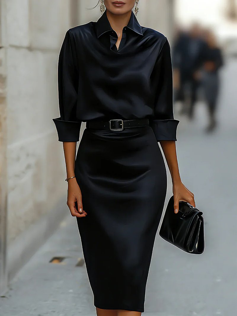 Elegant Satin Midi Dress