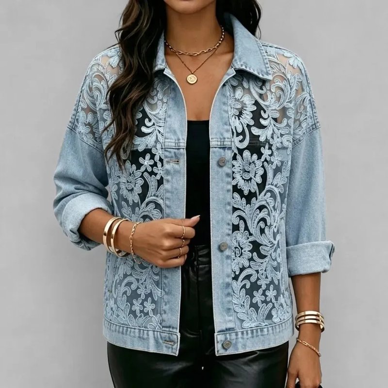 Floral Lace Denim Jacket