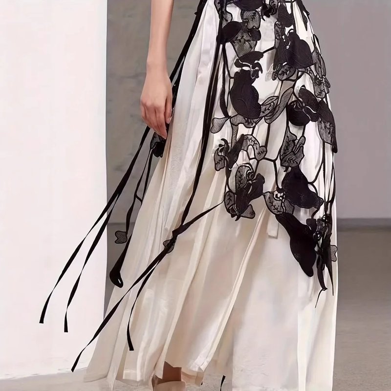 Lace Midi Skirt with Side Slit