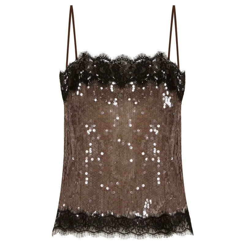 Sparkly Lace Trim Cami Top