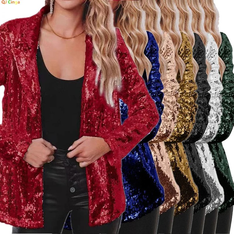 Burgundy Sequin Long Sleeve Jacket
