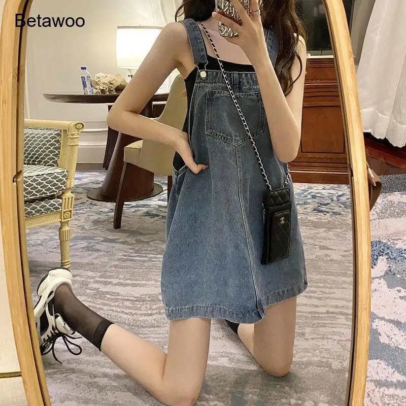 Casual Denim Overall Mini Dress
