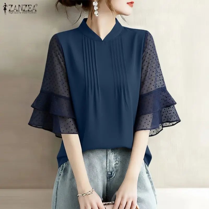 Chic Summer Blouse with Swiss Dots