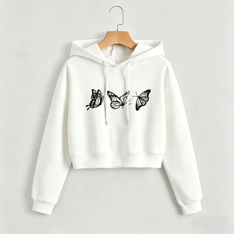 Vintage Butterfly Crop Hoodie