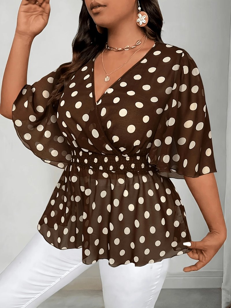 Chic Plus Size Polka Dot Blouse