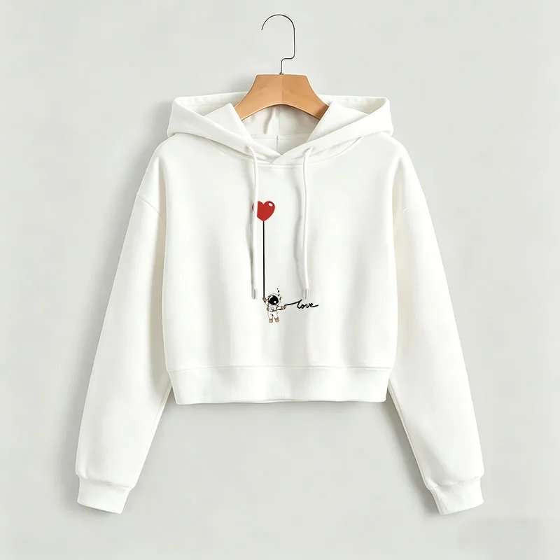 Cute Cartoon Love Cropped Hoodie