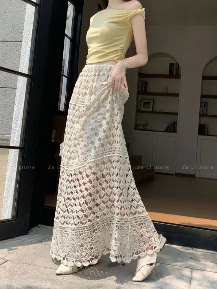Vintage Lace Midi Skirt