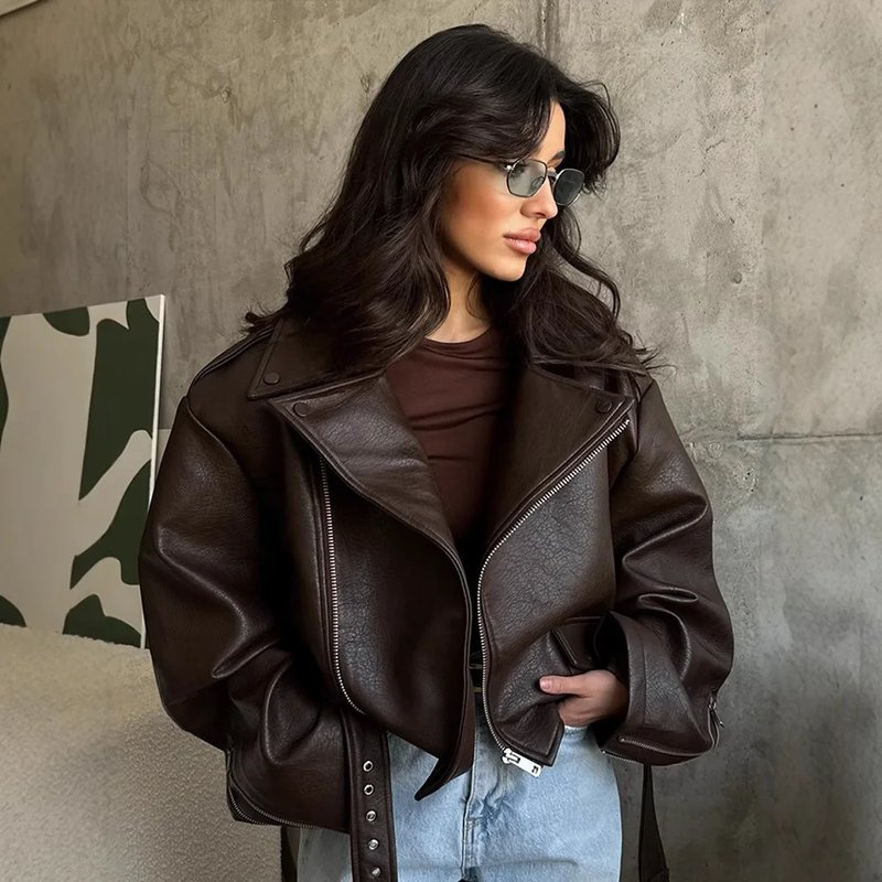 Vintage Faux Leather Biker Jacket