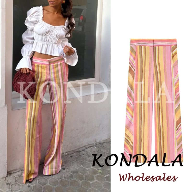 Chic Striped Wide Leg Trousers