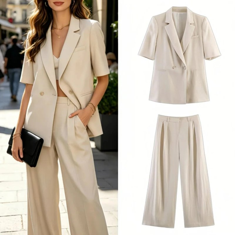 Chic Summer Blazer and Trousers Set