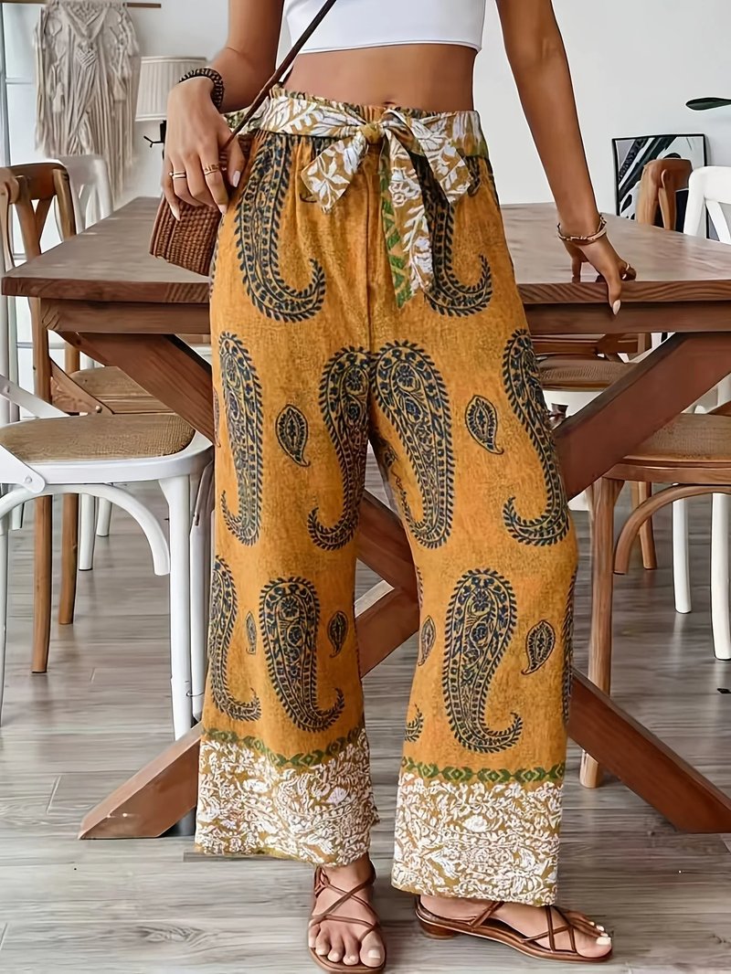 Bohemian Mustard Yellow Wide Leg Pants