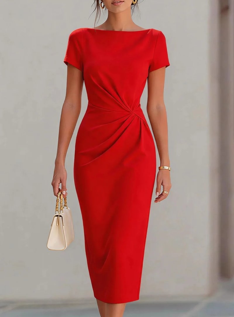 Elegant Twist Waist Midi Dress