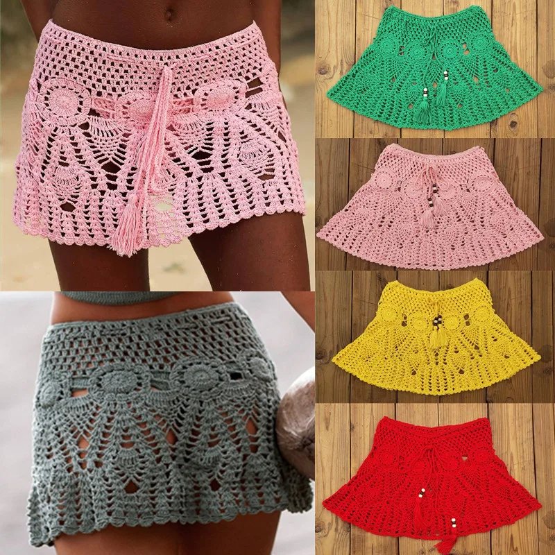 Colorful Handmade Crochet Beach Skirt