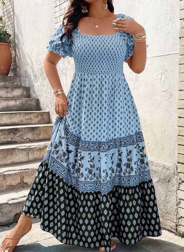 Bohemian Floral Short Sleeve Dress