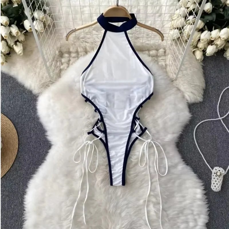 Sexy Lace-Up Halter Bodysuit