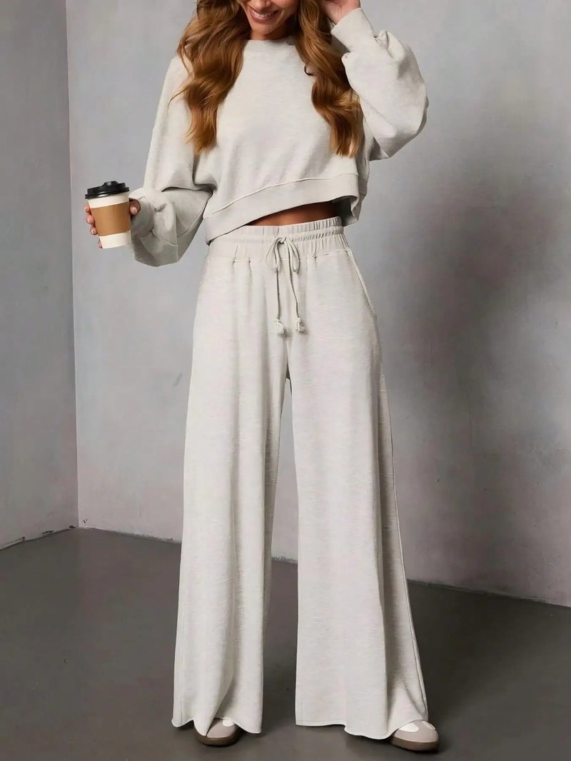 Casual Wide Leg Belted Trousers