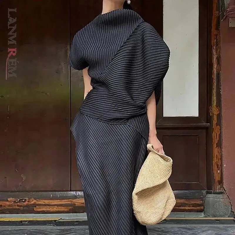 Artistic Women's Pleated Two-Piece Set