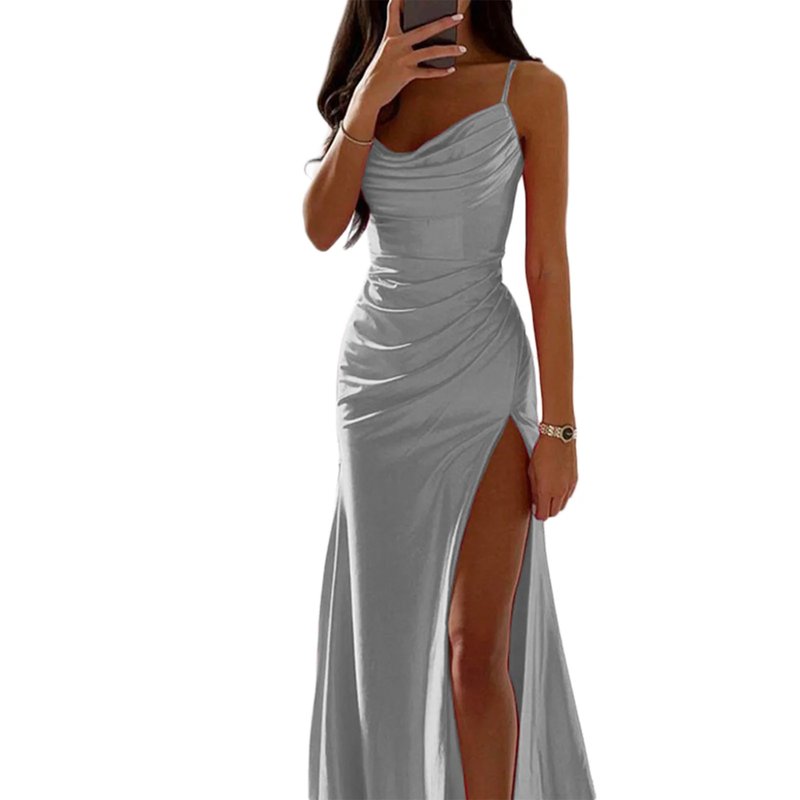 Elegant Strapless Satin Evening Gown