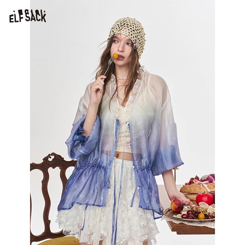 ELFSACK Ruffle V-Neck Blouse