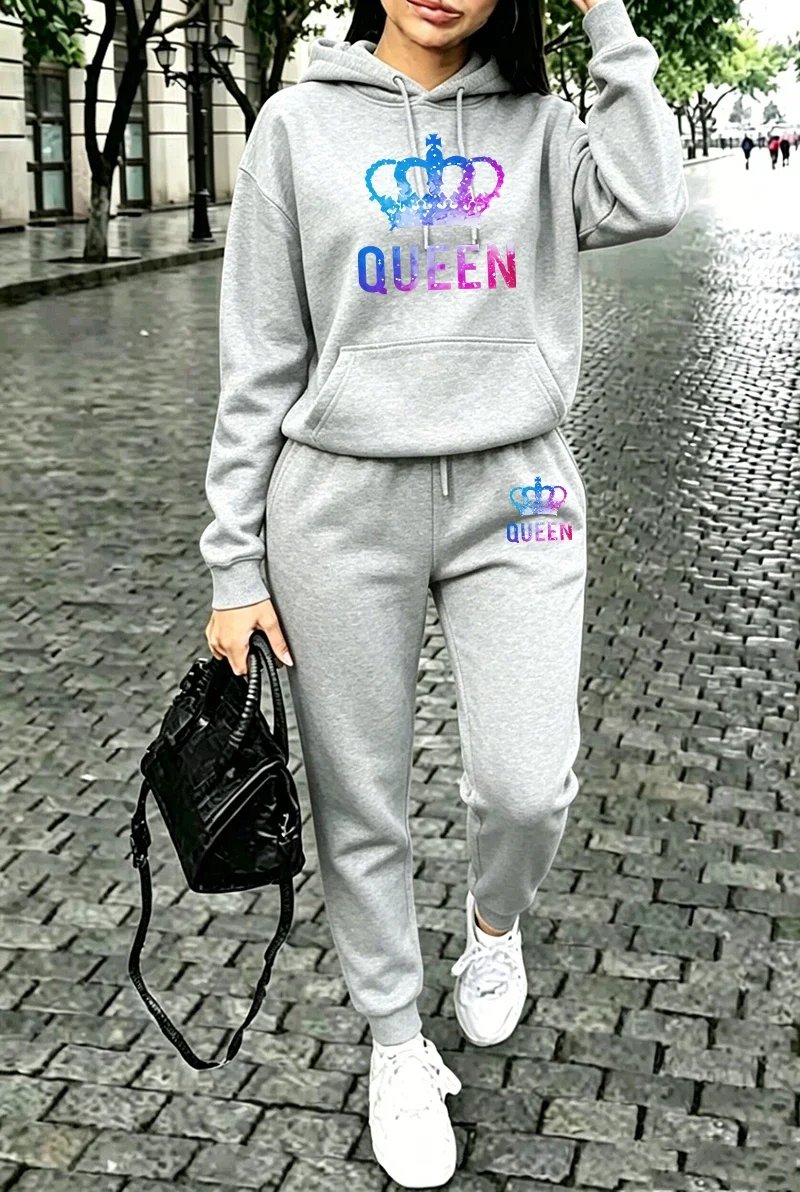 Casual Hooded Sweatshirt Set