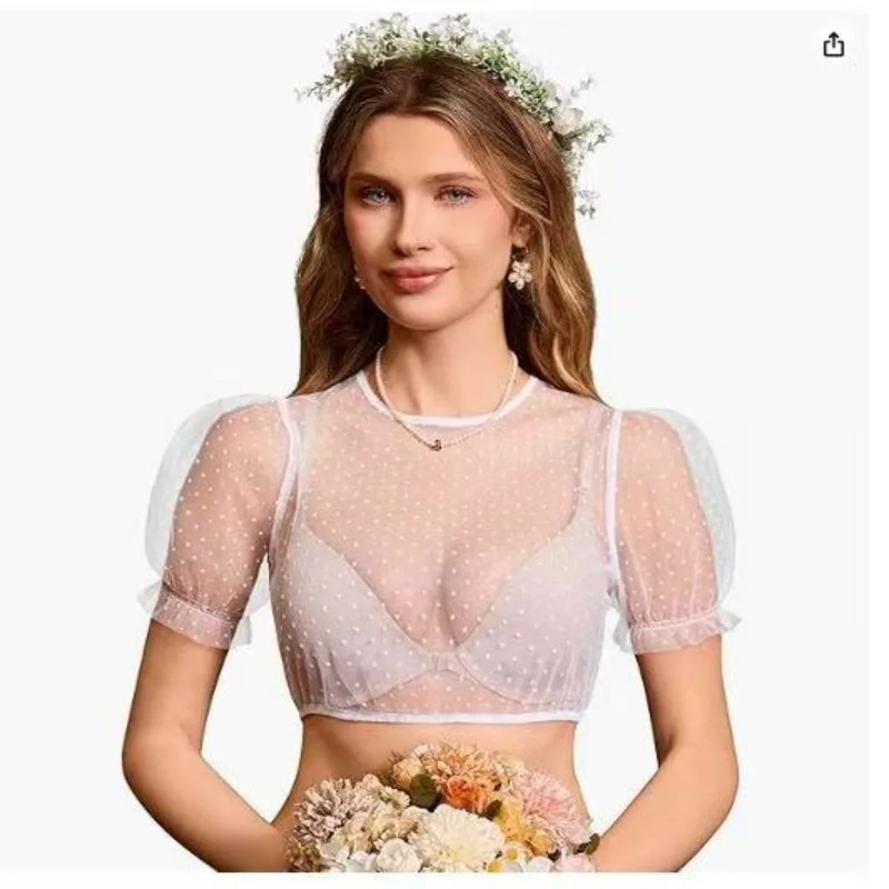 Sheer Polka Dot Oktoberfest Crop Top