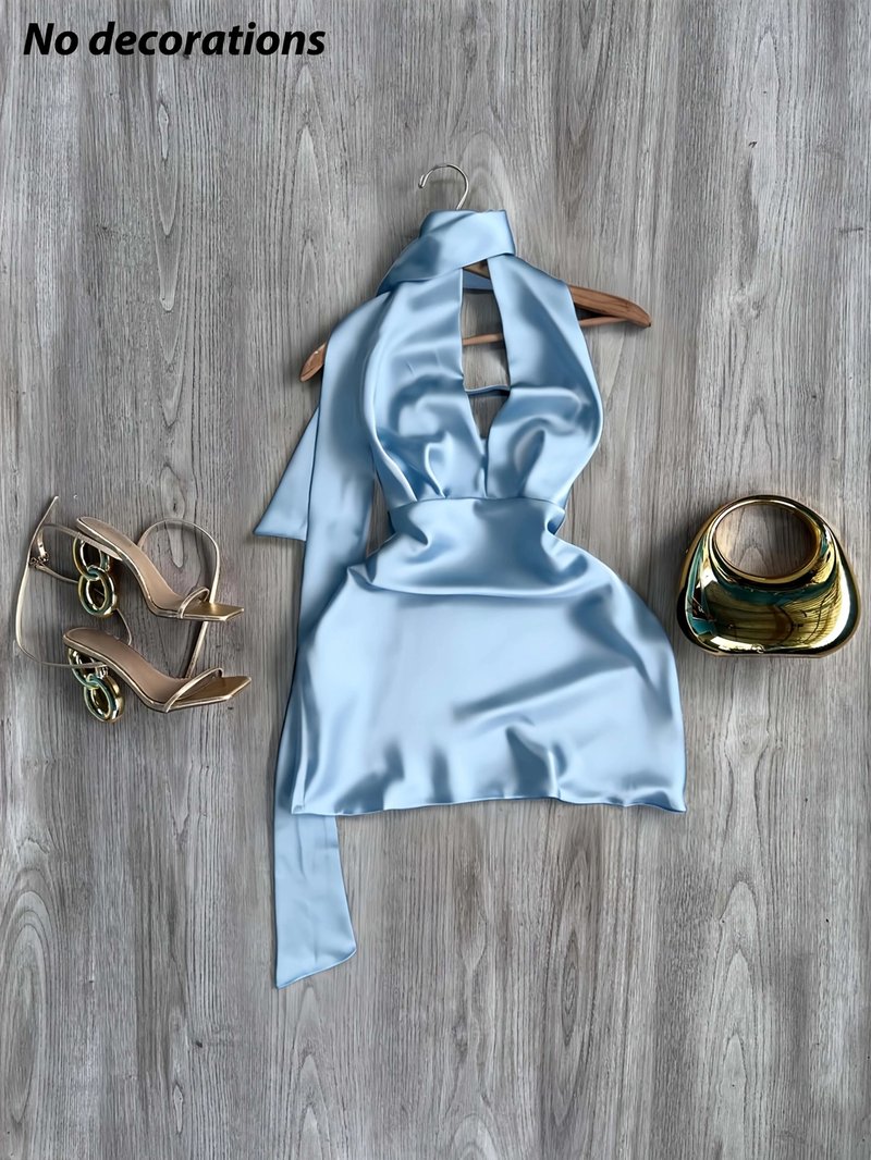 Elegant Satin Halter Dress