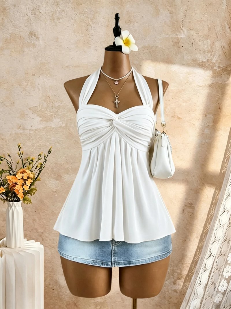 Chic Halter Peplum Summer Top
