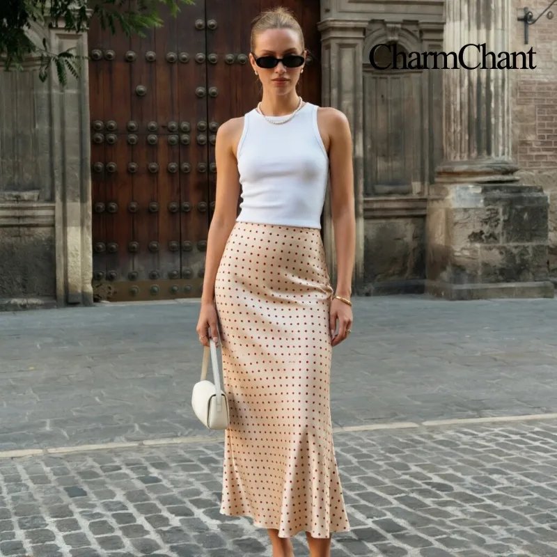 Vintage Polka Dot Midi Skirt