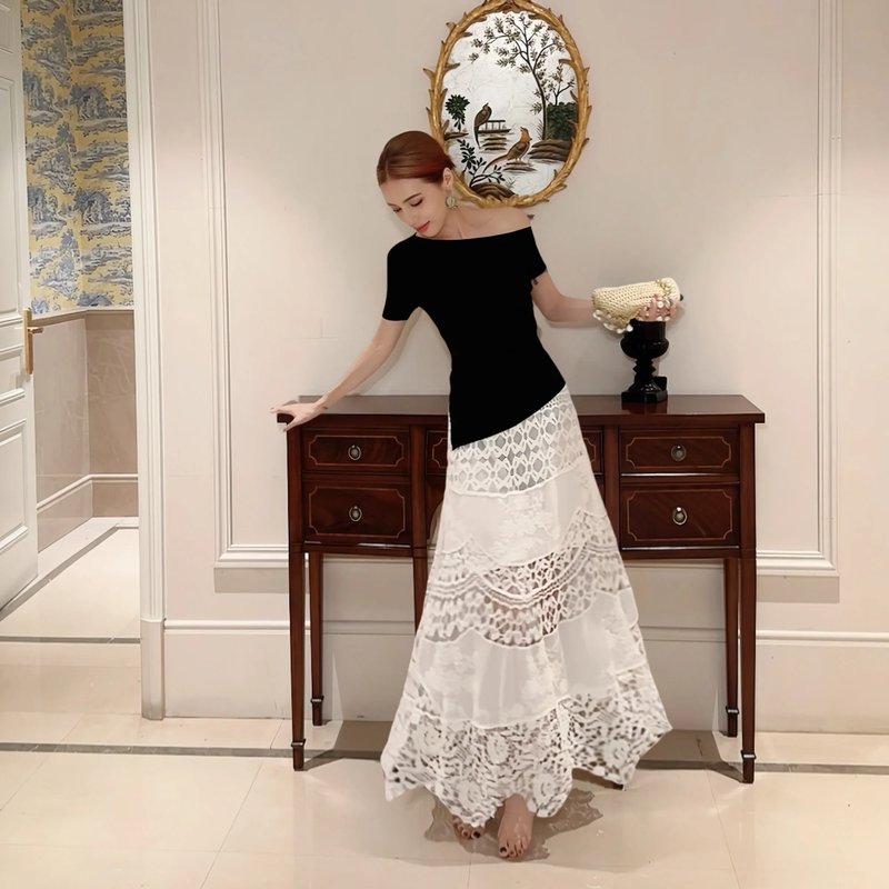 Elegant Boho Crochet Maxi Skirt
