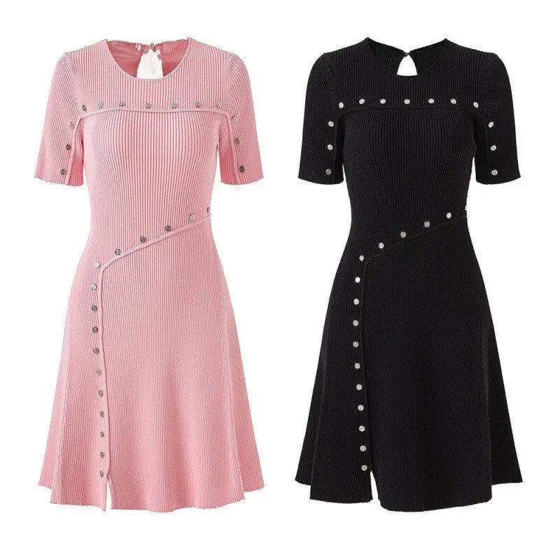 Chic Asymmetrical Hollow Knit Dress