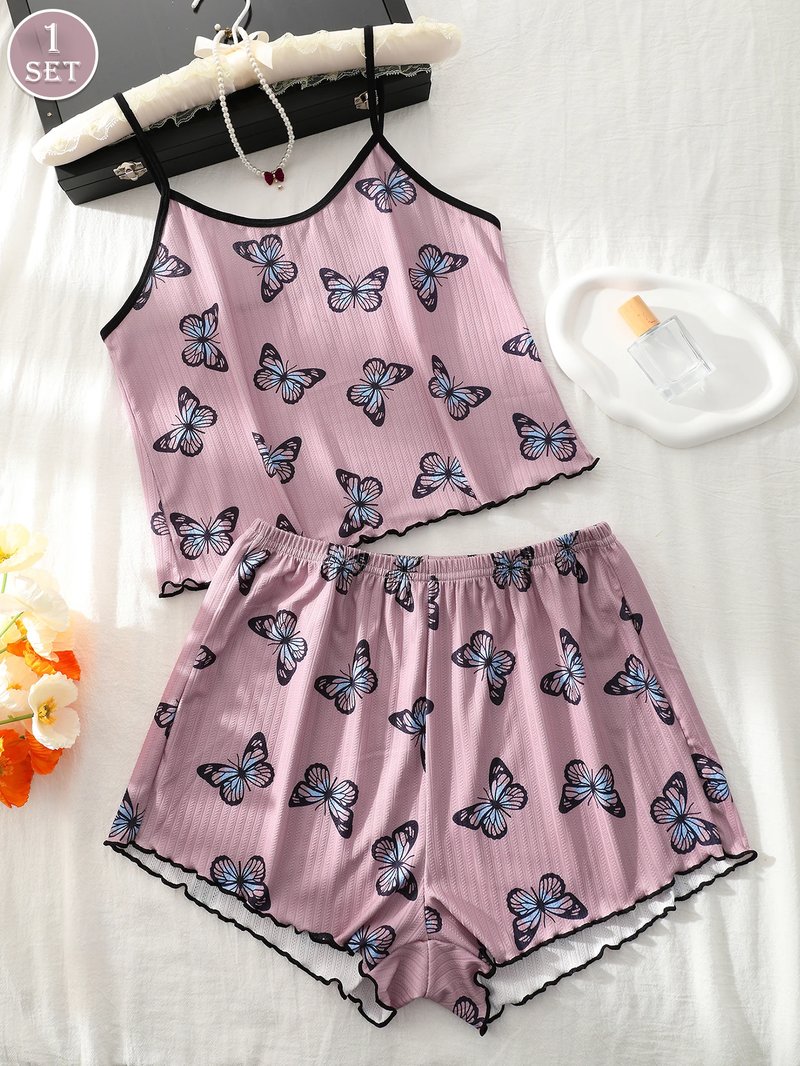 Butterfly Print Summer Pajama Set