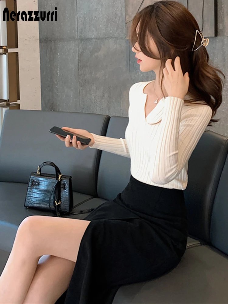 Luxury High-Waist Faux Suede Midi Skirt
