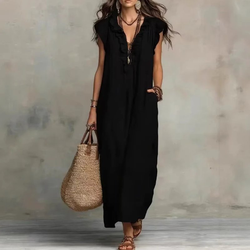 Boho Cotton Linen Maxi Dress