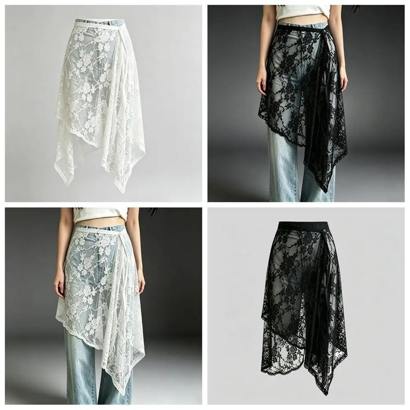 Lace Midi Skirt with Side Slit