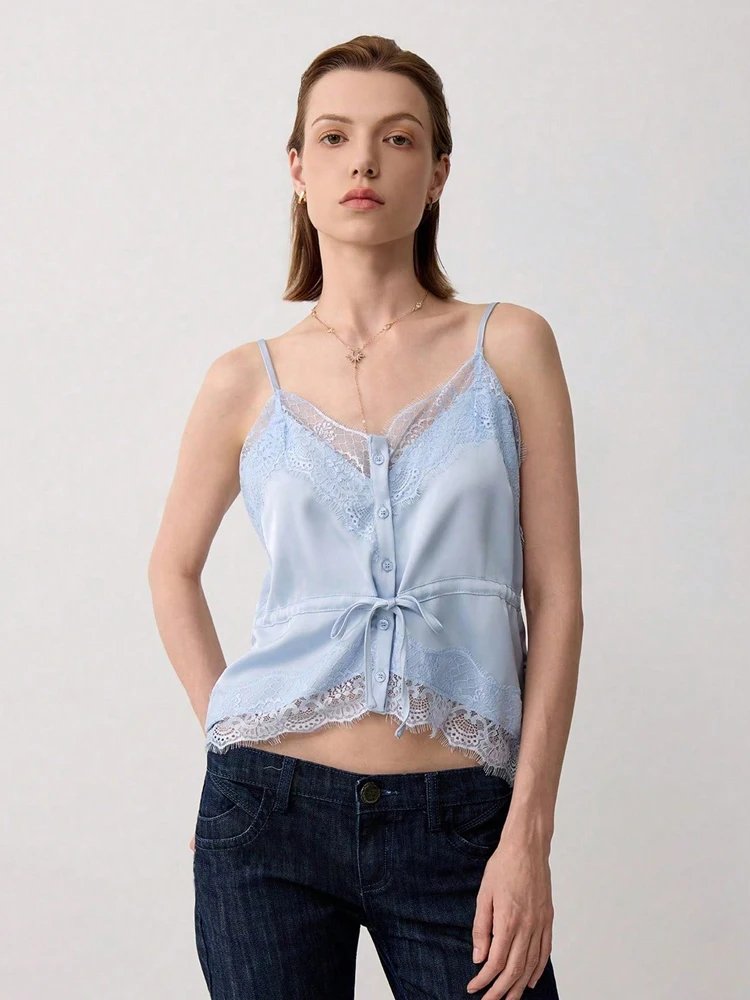 Elegant Lace Satin Camisole Top