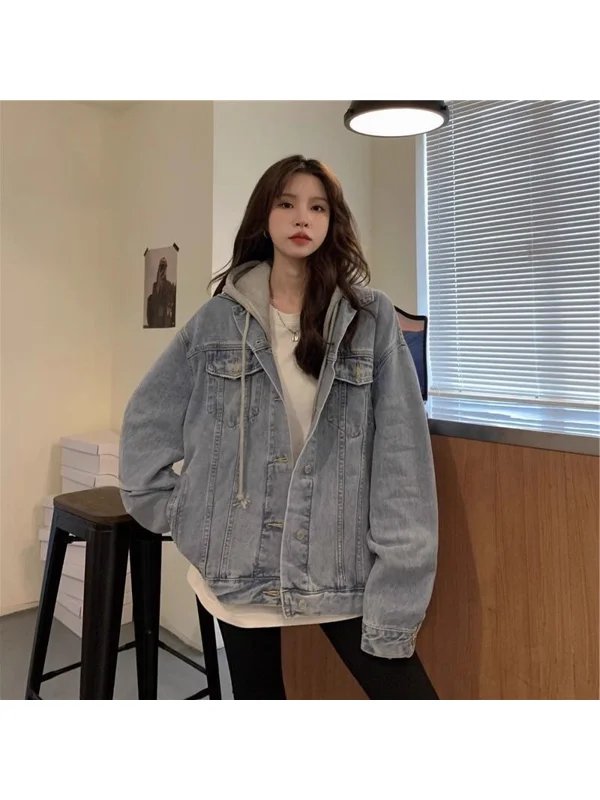 Trendy Hooded Denim Jacket for Women