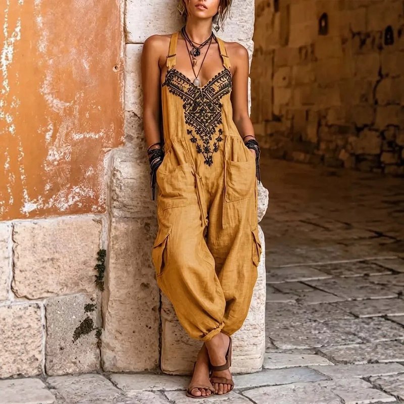 Boho Printed Halter Jumpsuit