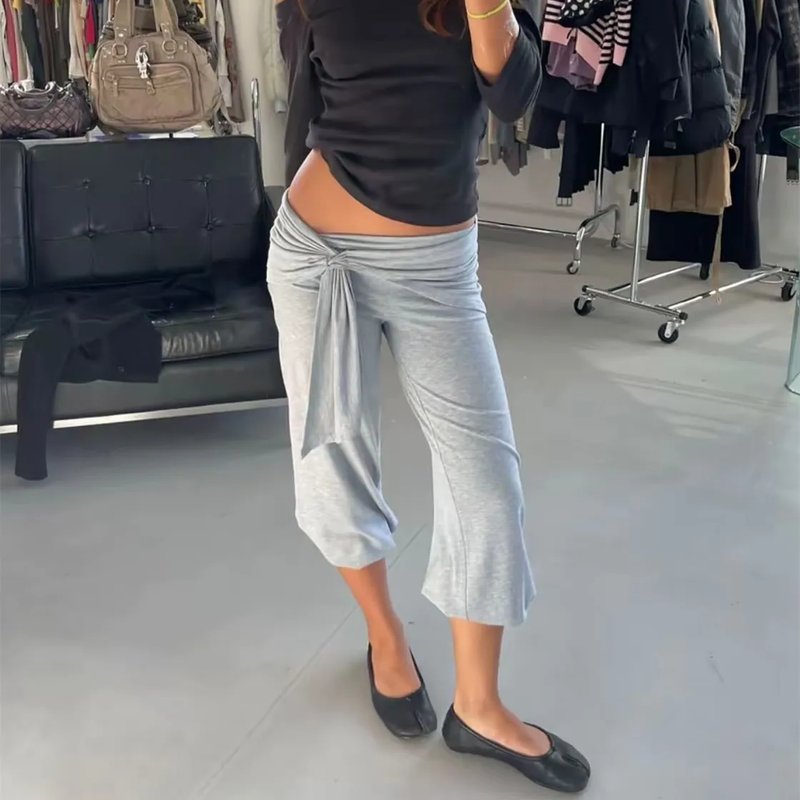 Chic Y2K Wrap Waist Capri Pants