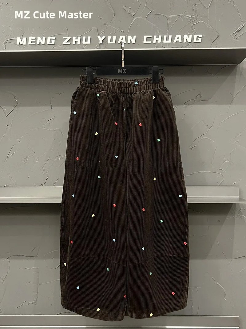 Plus Size Embroidered Wide Leg Pants