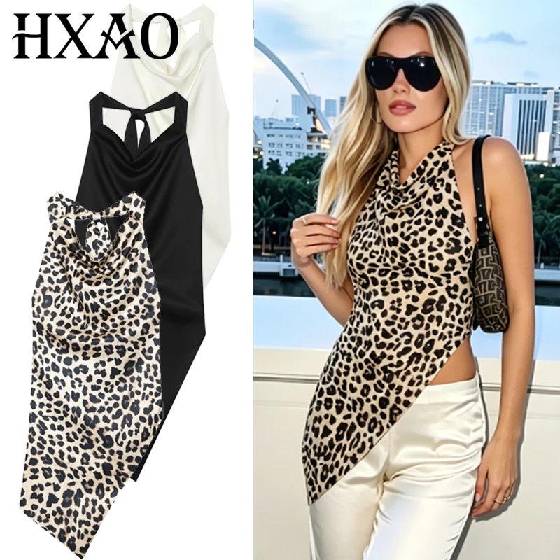 Chic Asymmetrical Satin Halter Top
