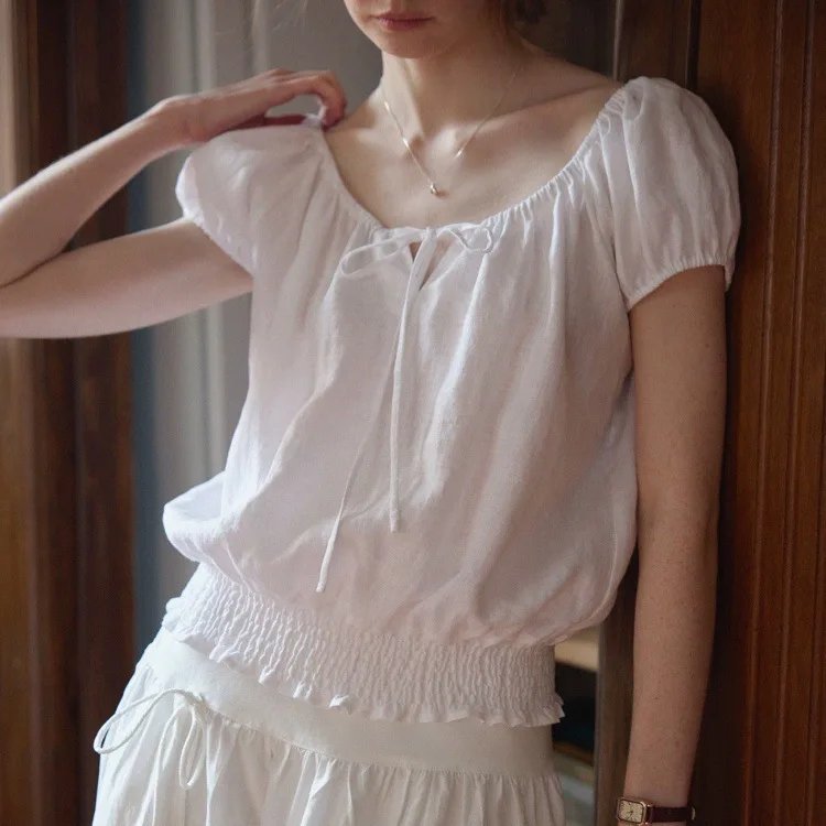Korean Style Linen Short Sleeve Shirt