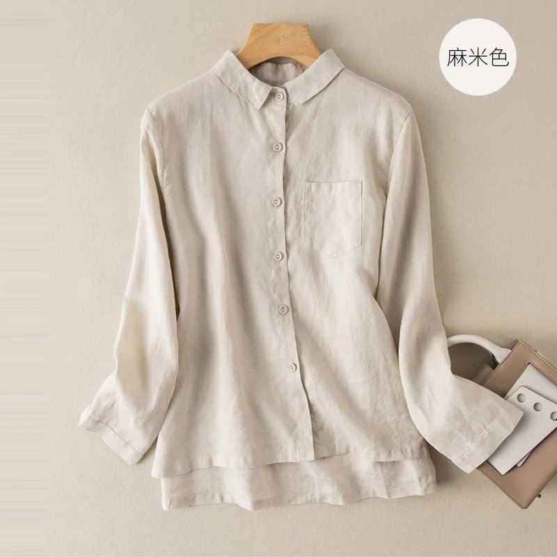 Casual Linen Lapel Shirt for Women
